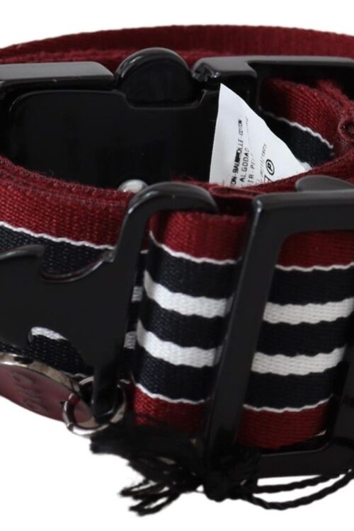 Costume National Striped Leather Fashion Belt in Black & Red