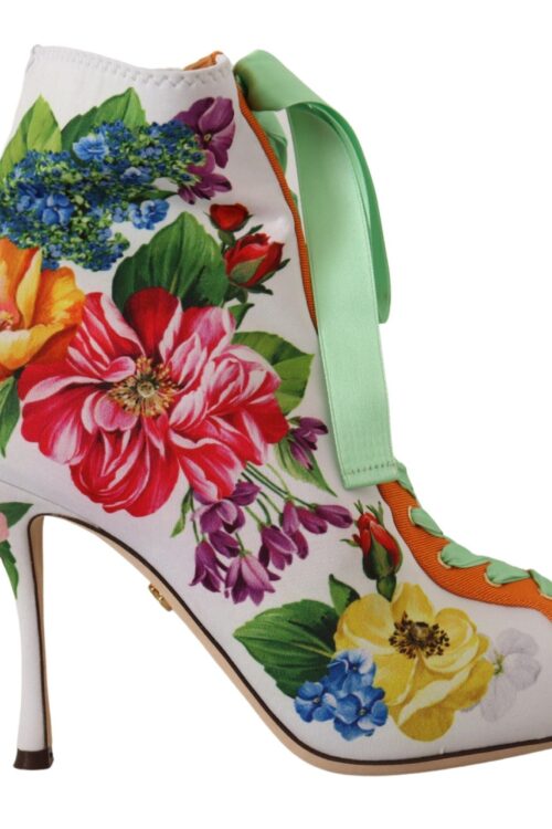 Dolce & Gabbana Floral Open Toe Jersey Heels