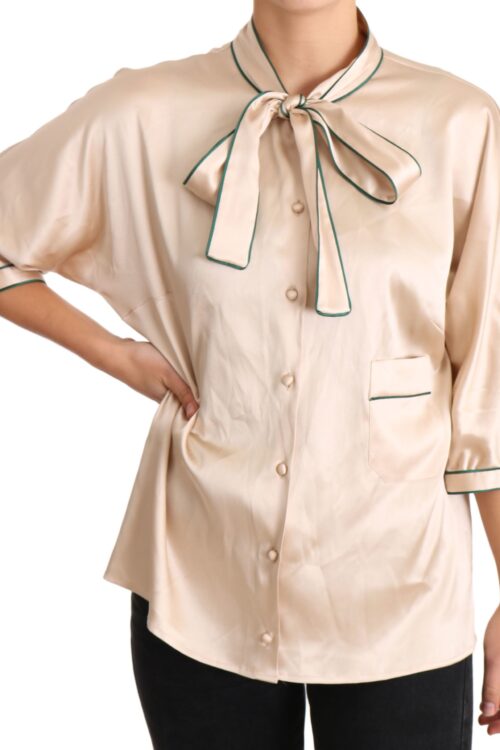 Dolce & Gabbana Elegant Beige Silk Blend Blouse Top