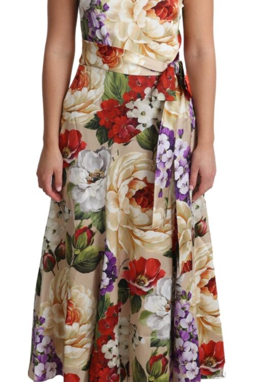 Dolce & Gabbana Elegant One-Shoulder Floral Silk Maxi Dress