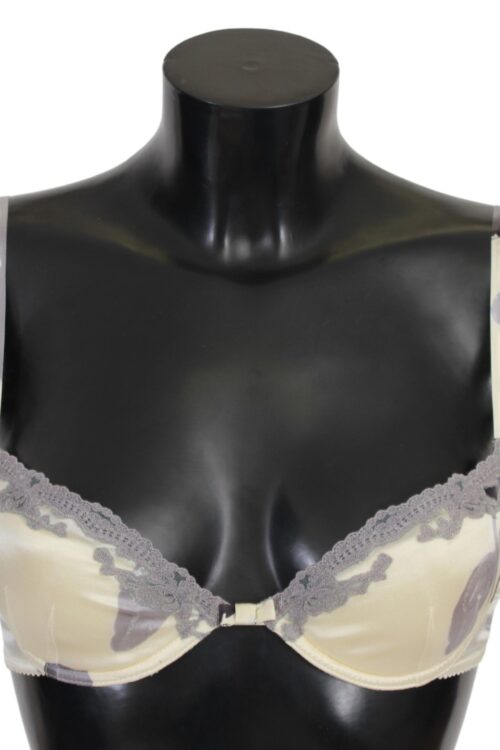 Ermanno Scervino Silk Blend Push-Up Bra in Beige and Gray