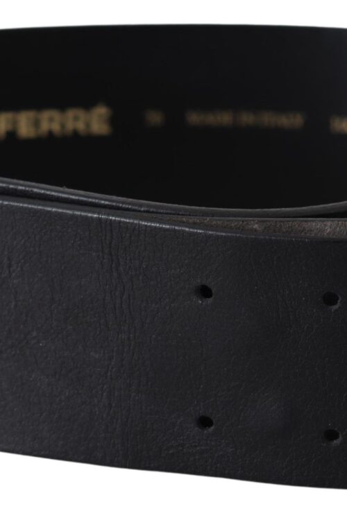 GF Ferre Elegant Solid Black Leather Belt