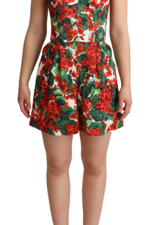 Dolce & Gabbana Chic Red Geranium Print Sleeveless Jumpsuit