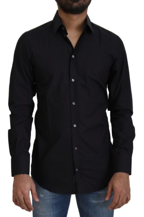 Dolce & Gabbana Elegant Slim Fit Black Cotton Dress Shirt