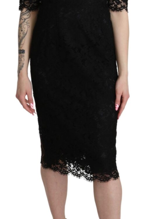 Dolce & Gabbana Elegant Black Lace Sheath Knee-Length Dress