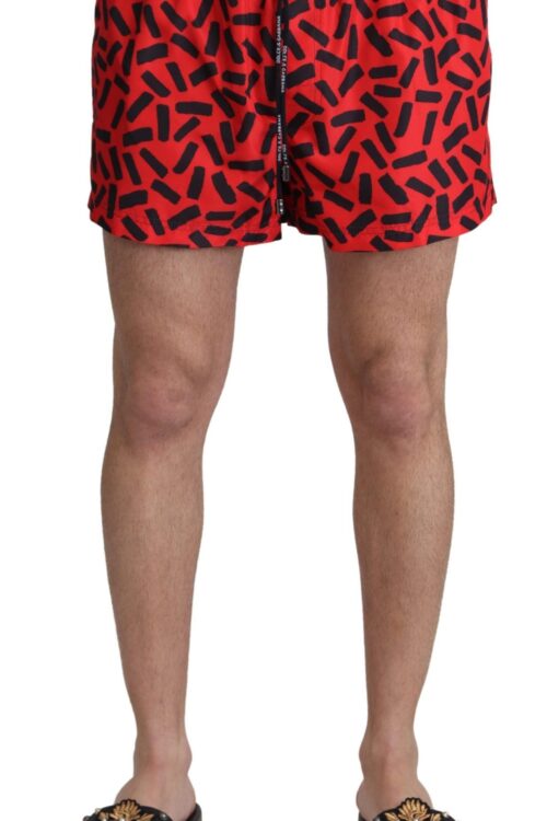 Dolce & Gabbana Radiant Red Drawstring Swim Trunks