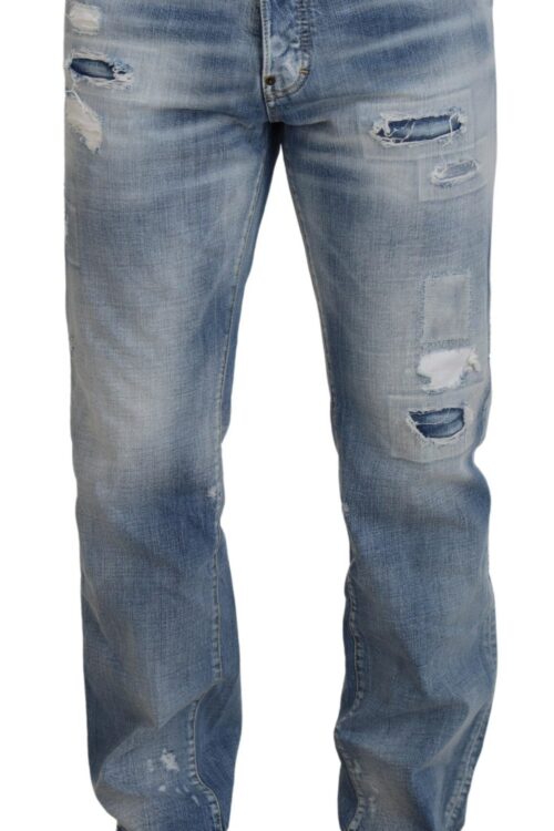 Dsquared² Blue Washed Straight Fit Men Casual Denim Jeans