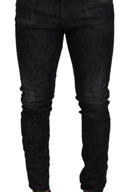 Dsquared² Black Washed Low Waist Skinny Men Denim Jeans