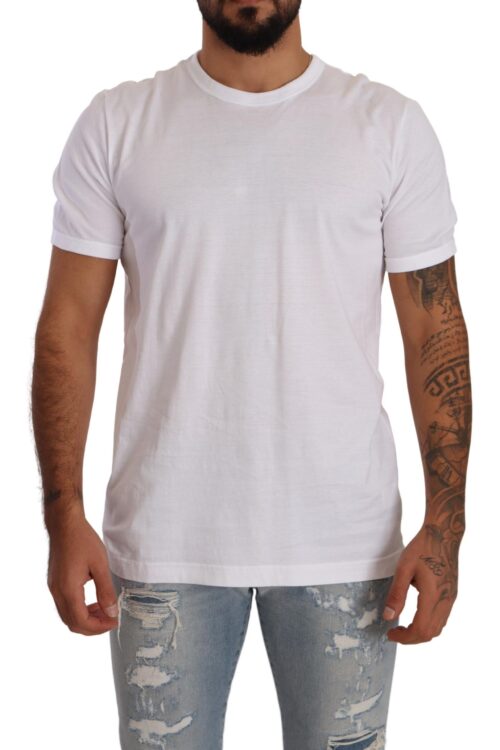 Dolce & Gabbana Elegant White Cotton Crewneck Tee