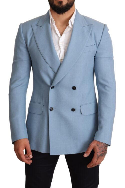 Dolce & Gabbana Elegant Blue Cashmere-Silk Men’s Blazer