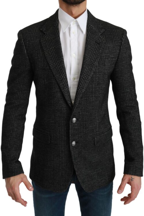 Dolce & Gabbana Elegant Gray Plaid Slim Fit Blazer