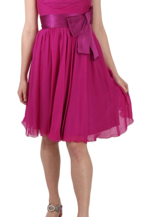 Dolce & Gabbana Elegant Fuchsia Pink Silk Bow Front Dress
