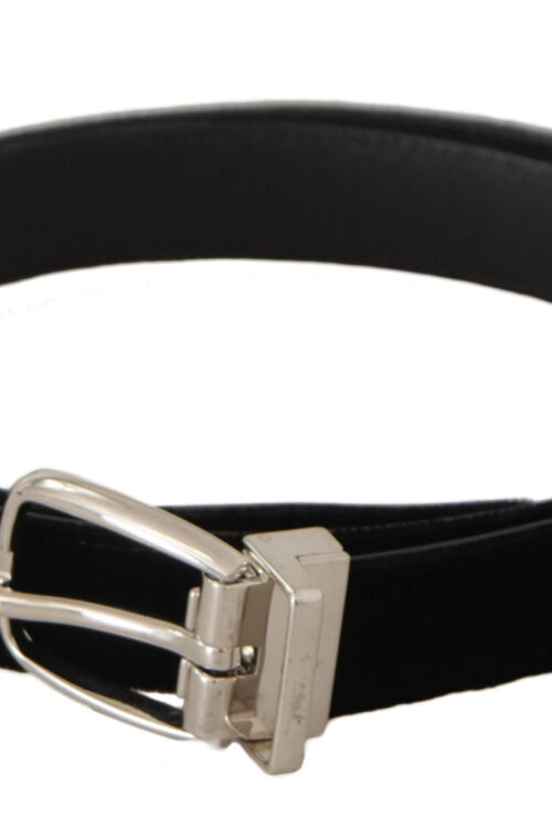 Dolce & Gabbana Elegant Velvet Black Belt with Logo Buckle