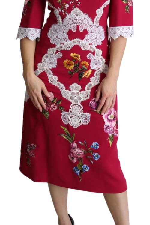 Dolce & Gabbana Floral Embroidered Sheath Midi Dress