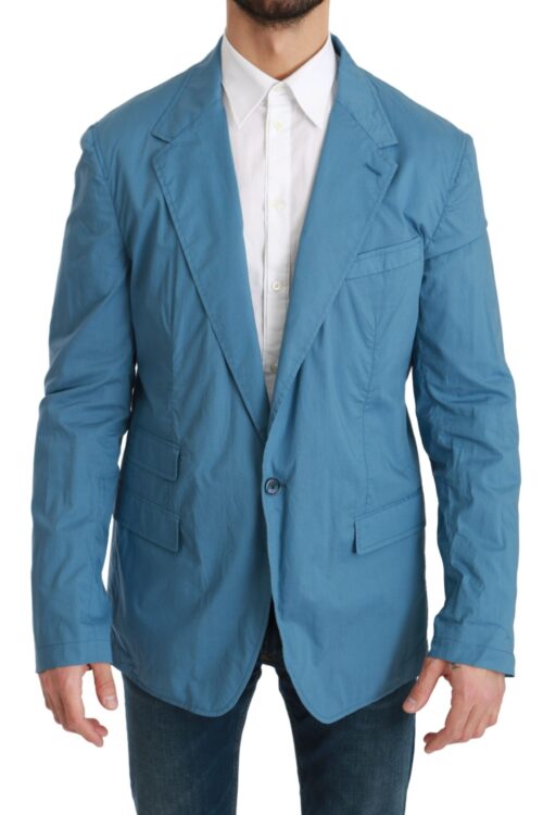 Dolce & Gabbana Elegant Blue Cotton Formal Blazer