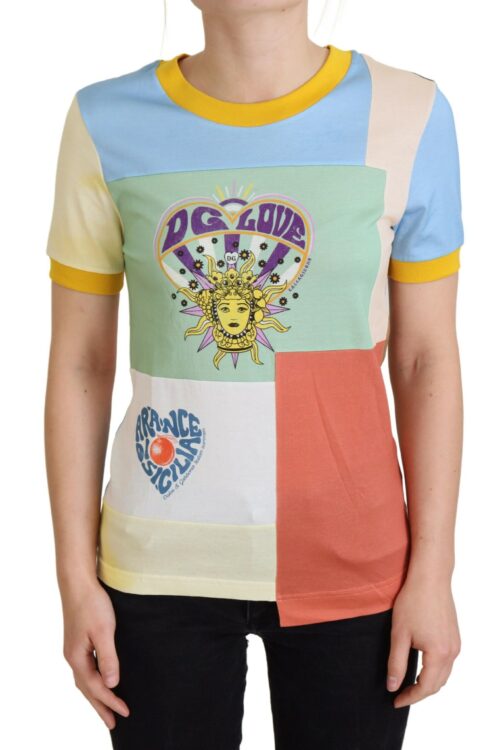 Dolce & Gabbana Patchwork Print Cotton Crewneck Tee