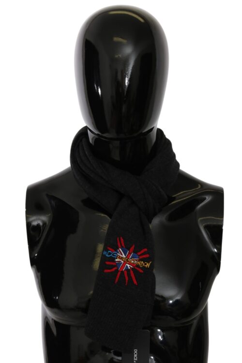 Dolce & Gabbana Elegant Virgin Wool Men’s Scarf with Embroidery