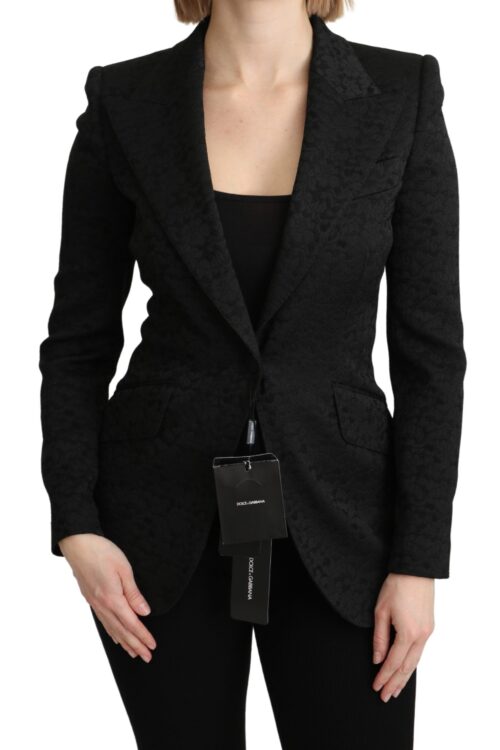 Dolce & Gabbana Elegant Black Brocade Single Breasted Blazer
