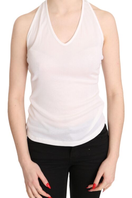 GF Ferre Elegant White Halter Casual Tank Top