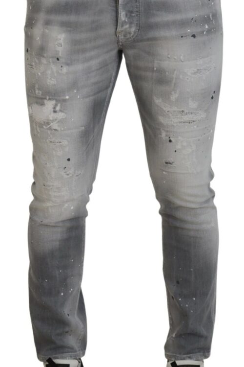 Dsquared² Gray Washed Cotton Slim Fit Casual Men Denim Jeans