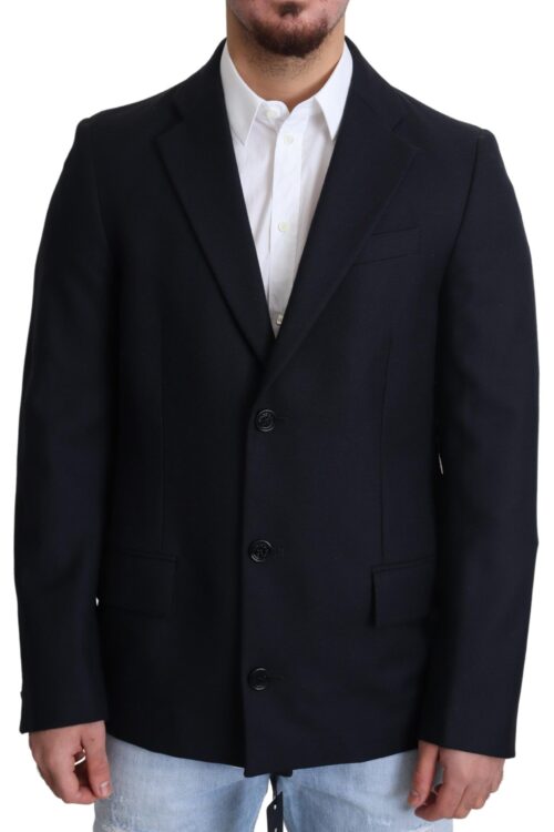 Dolce & Gabbana Elegant Dark Blue Virgin Wool Men’s Coat