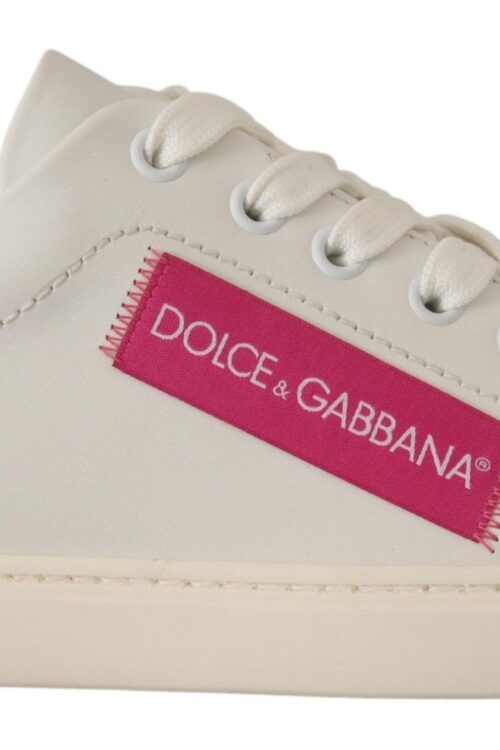 Dolce & Gabbana Elegant White Leather Low-Top Sneakers