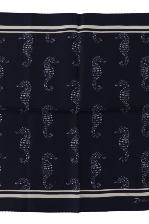 Dolce & Gabbana Elegant Blue Seahorse Silk Men’s Scarf