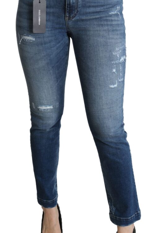 Dolce & Gabbana Enchanted Crystal Studded Blue Jeans
