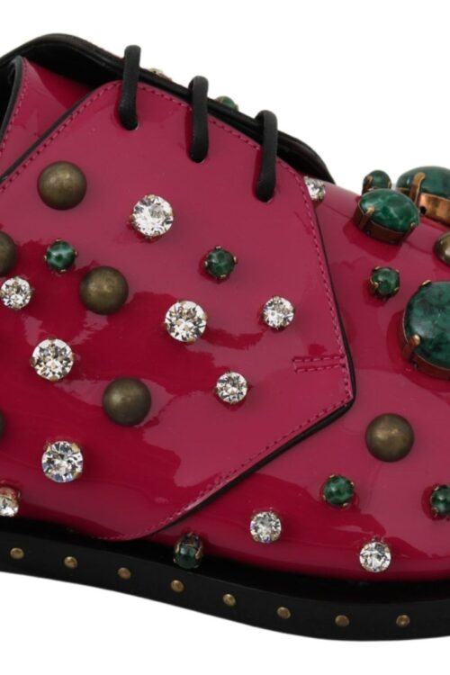 Dolce & Gabbana Fuchsia Pink Crystal Patent Flats