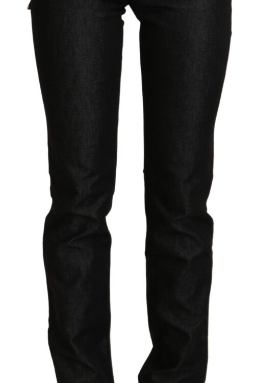 Ermanno Scervino Chic Black Mid Waist Skinny Jeans
