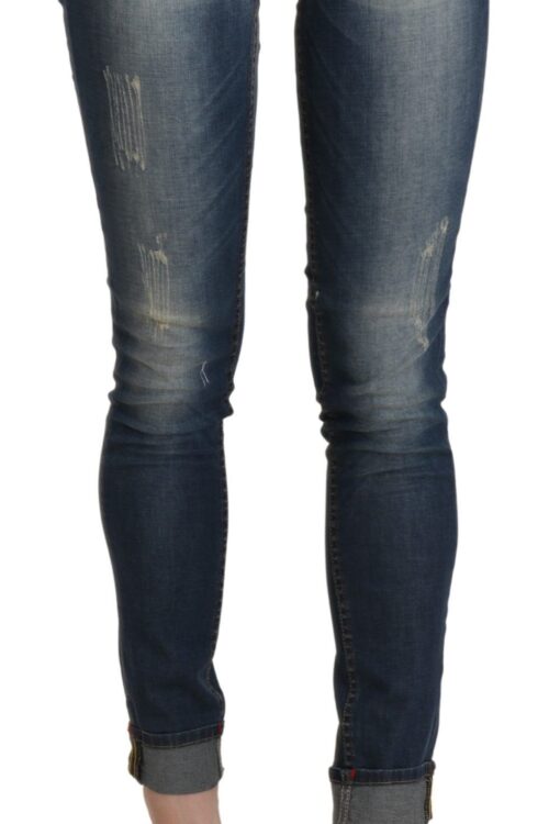 Acht Chic Blue Washed Skinny Cropped Jeans