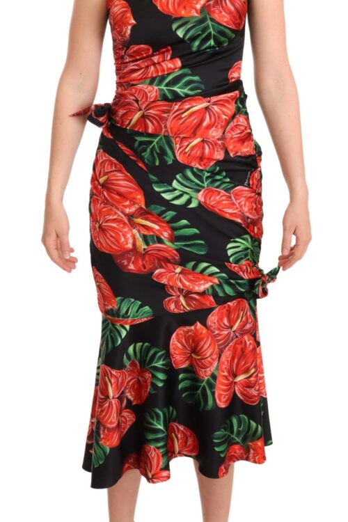 Dolce & Gabbana Elegant Floral Silk Draped Dress