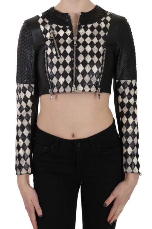 John Richmond Chic Biker-Inspired Cropped Leather Jacket