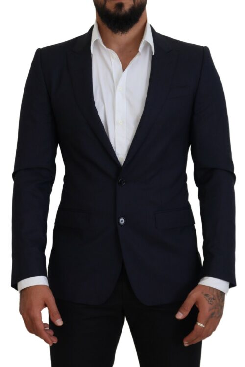 Dolce & Gabbana Elegant Blue Wool Silk Blazer Jacket