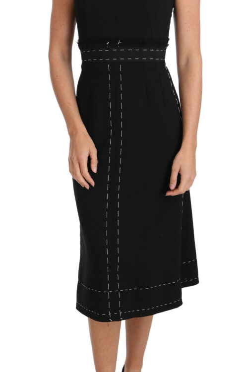 Dolce & Gabbana Elegant Black Sheath Wool Dress