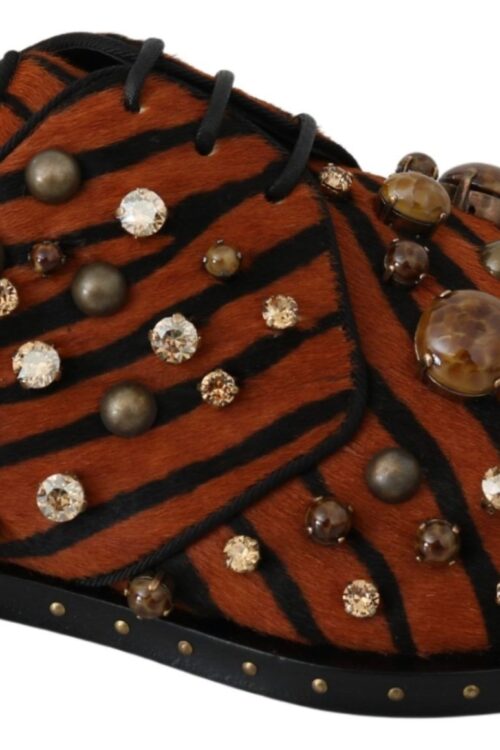 Dolce & Gabbana Tiger Pattern Crystal Embellished Flats