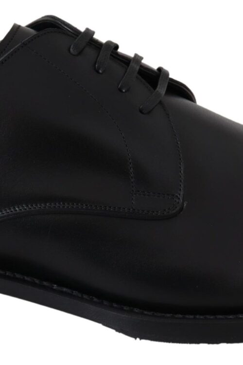 Dolce & Gabbana Elegant Black Leather Derby Dress Shoes