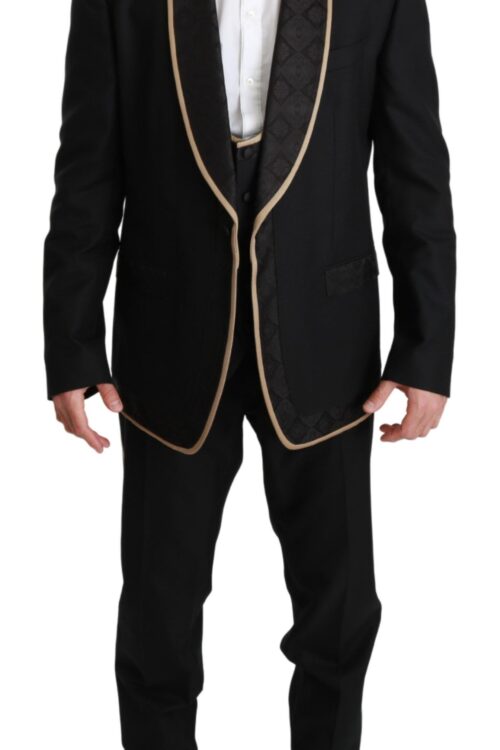 Dolce & Gabbana Elegant Black Silk-Blend 3 Piece Suit