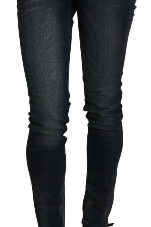 Acht Elegant Low Waist Skinny Black Jeans