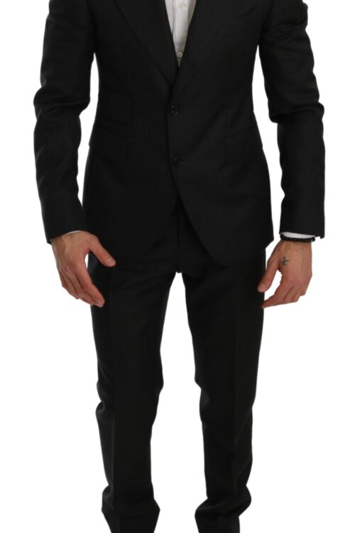 Dolce & Gabbana Elegant Black Crystal-Embellished Two-Piece Suit