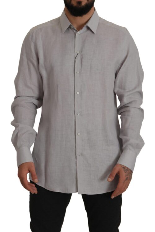Dolce & Gabbana Elegant Grey Slim Fit Linen Shirt