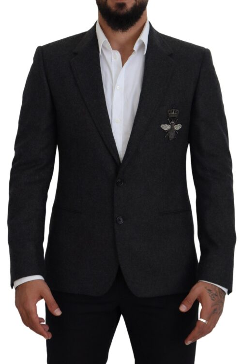 Dolce & Gabbana Elegant Gray Single Breasted Wool Blazer