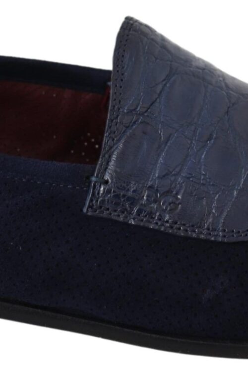 Dolce & Gabbana Elegant Blue Suede Leather Loafers