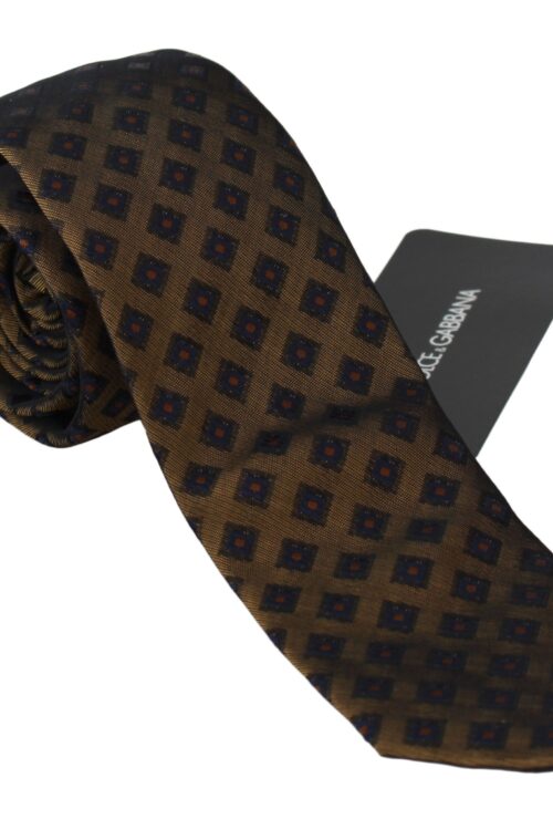 Dolce & Gabbana Elegant Brown Patterned Silk Blend Necktie