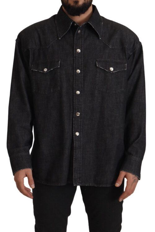Dolce & Gabbana Elegant Grey Cotton Blend Casual Shirt