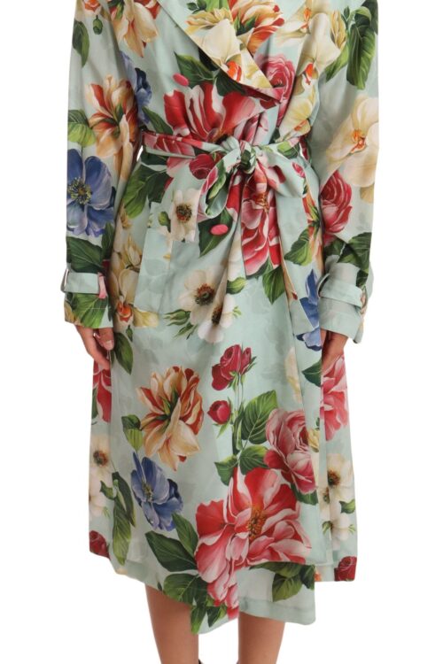 Dolce & Gabbana Elegant Floral Silk Trench Coat