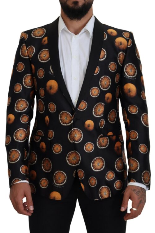 Dolce & Gabbana Elegant Silk-Blend Martini Black Blazer