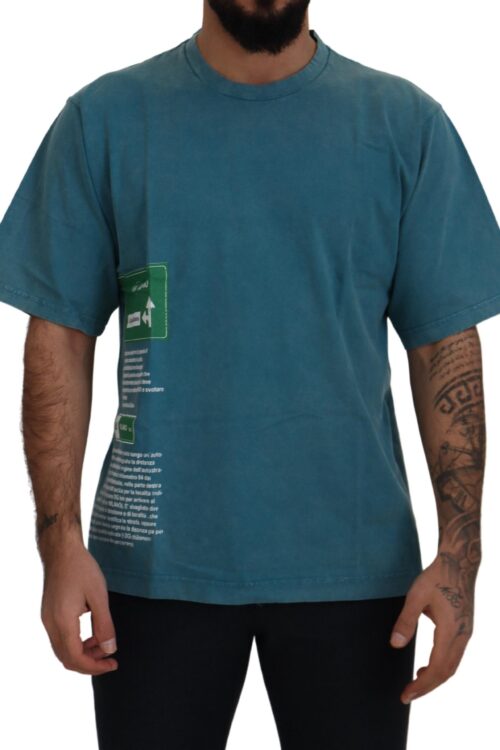 Dolce & Gabbana Elegant Crew Neck Cotton Tee in Blue