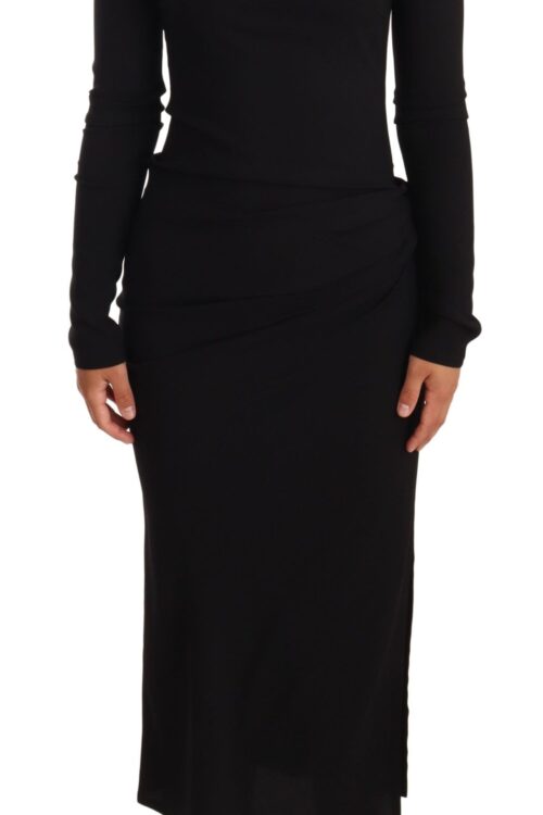 Dolce & Gabbana Elegant Black Turtleneck Sheath Dress