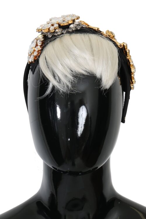 Dolce & Gabbana Elegant Black Crystal Headband Diadem